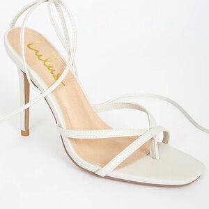 Simonee Off White Lace-Up High Heel Sandals